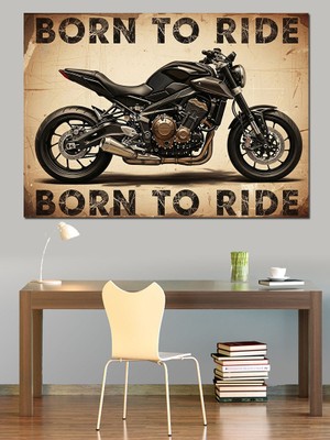 Tablomega Born To Ride Motosiklet Tasarımı Dekoratif Kanvas - Mdf Ahşap Tablo