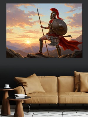 Artmeg Gün Batımında Antik Romalı Savaşçı Dekoratif Kanvas - Mdf Ahşap Tablo