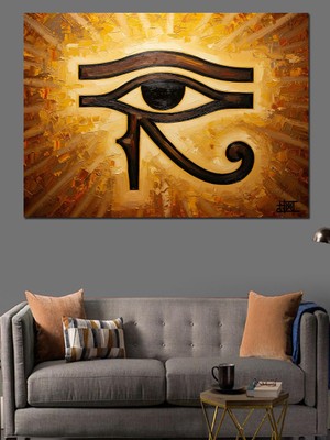 Tablomega Antik Mısır Horus'un Gözü Simgesi Dekoratif Kanvas - Mdf Ahşap Tablo