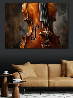 Artmeg Klasik Viyolonsel Yakın Çekim Sanatı Dekoratif Kanvas - Mdf Ahşap Tablo