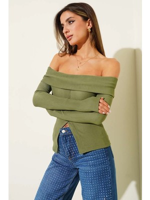 Colezium Madonna Yaka Düğmeli Bluz Yeşil