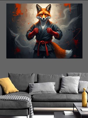 Tablomega Uzak Doğu Kıyafetli Tilki Savaşçı Dekoratif Kanvas - Mdf Ahşap Tablo