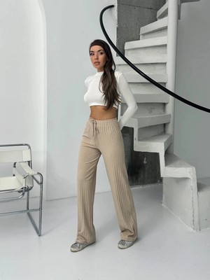 Colezium Fitilli Şardonlu Pantolon Bej