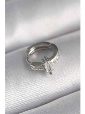 Mey Ithalat® 316L Çelik Gümüş Renk Zirkon Taşlı Tragus Piercing