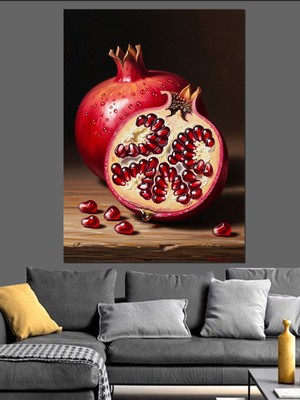 Tablomega Nar Meyvesi Taze Doğa Görseli Dekoratif Kanvas - Mdf Ahşap Tablo