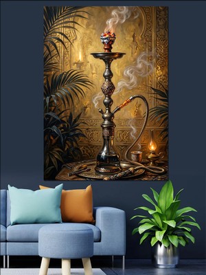 Tablomega Antik Dokulu Klasik Nargile Tasarımı Dekoratif Kanvas - Mdf Ahşap Tablo