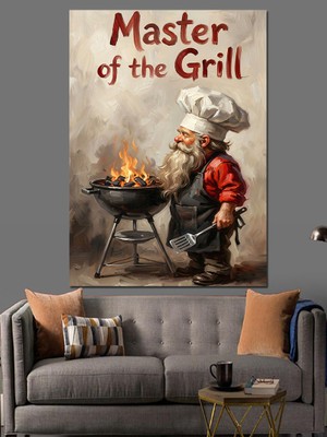 Tablomega Master Of The Grill Mangal Ustası Dekoratif Kanvas - Mdf Ahşap Tablo