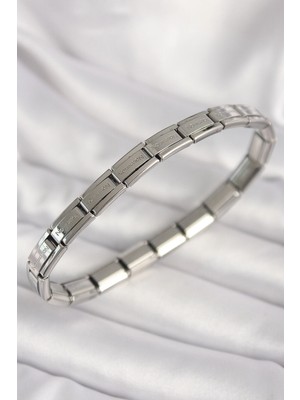 Mey Ithalat® 316L Çelik Gümüş Renk Ince Yazılı Nomination Kadın Bileklik