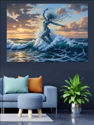 Artmeg Dalgalardan Oluşan Dans Eden Kadın Dekoratif Kanvas - Mdf Ahşap Tablo