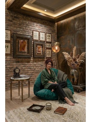 AVYNA Vıonex™ Relax Lounge Koltuk | Tv, Oyun & Playstation Uyumlu Yer Minderi Armut Koltuk - Zümrüt Yeşil