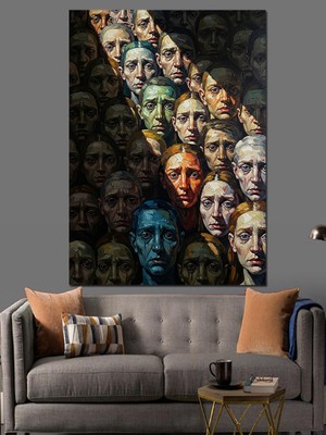 Tablomega Karizmatik Insan Yüzleri Kolaj Tasarımı Dekoratif Kanvas - Mdf Ahşap Tablo