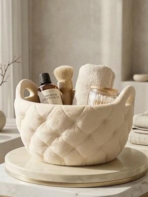 Mcy Dekor Modern Bombeli Tasarım Çok Amaçlı Organizer Sepet - 15X10 cm Banyo ve Makyaj Düzenleyici