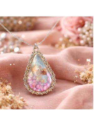 Anka Select Doğal Taş Kolye Alpaka Alman Gümüşü Çerçeveli El Yapımı Damla Model Kadın Kolye Ucu