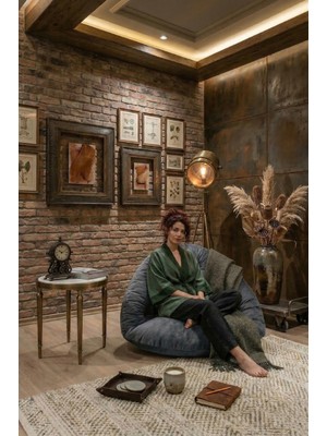 AVYNA Vıonex™ Relax Lounge Koltuk | Tv, Oyun & Playstation Uyumlu Yer Minderi Armut Koltuk - Füme