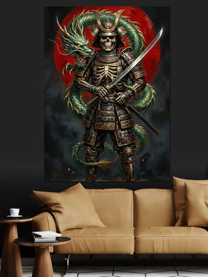 Tablomega Kılıç Tutan Zırhlı Siber Samuray Dekoratif Kanvas - Mdf Ahşap Tablo