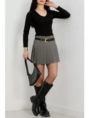 Colezium V Yaka Kaşkorse Bluz Siyah