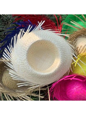 Mey Ithalat® Tropikal Parti Beyaz Hasır Hawaii Şapkası 13X36 cm