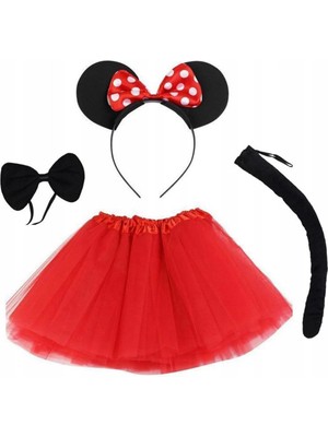 Mey Ithalat® Minnie Mouse Kostüm Seti Etek Taç Kuyruk Papyon Gösteri Seti