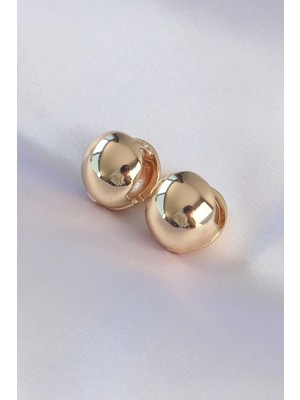 Mey Ithalat® Pirinç Gold Renk Içi Boş Minimal Topçuk Küpe