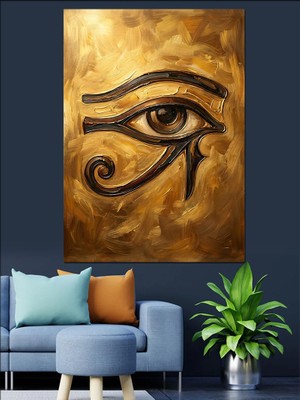 Artmeg Antik Duvar Üzerinde Horus'un Gözü Dekoratif Kanvas - Mdf Ahşap Tablo