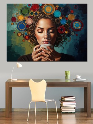 Tablomega Çiçekli Saçlı Zarif Kadın Portresi Dekoratif Kanvas - Mdf Ahşap Tablo