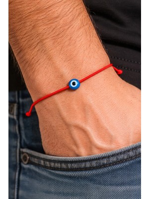 Tutu Tasarım Nazar Boncuklu Kırmızı Ip Bileklik – Ayarlanabilir Şans Bilekliği, Unisex Minimal Nazar Boncuğu Bileklik