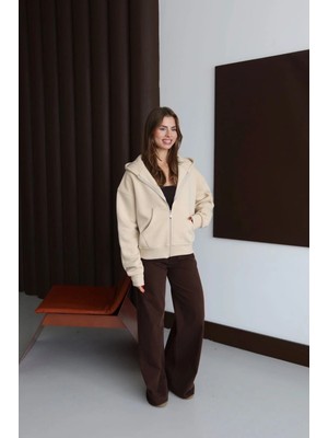 Colezium 3 Iplik Şardonlu Kapşonlu Hoodie Frm Bej P510437