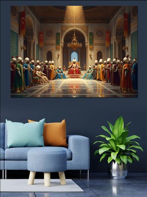 Tablomega Osmanlı Meclisinde Toplanan Devlet Adamları Dekoratif Kanvas - Mdf Ahşap Tablo