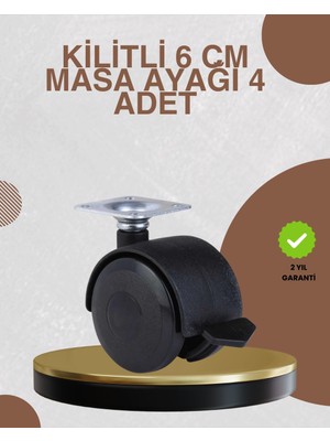 Mey Ithalat® Kilitli Mobilya Ayağı 6 cm 4’lü Set Zemin Korumalı