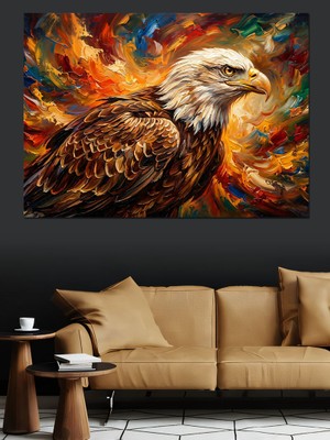 Artmeg Heybetli Kara Kartal Yakın Portresi Dekoratif Kanvas - Mdf Ahşap Tablo