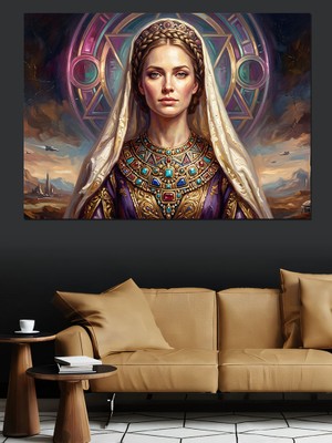 Tablomega Kutsal Halesi Olan Zarif Kadın Dekoratif Kanvas - Mdf Ahşap Tablo