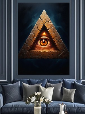 Tablomega Piramit Içinde Her Şeyi Gören Göz Dekoratif Kanvas - Mdf Ahşap Tablo