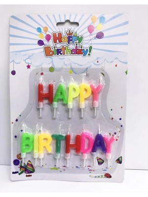 Mey Ithalat® Happy Birthday Yazılabilen Rengarenk Doğum Günü Mumu