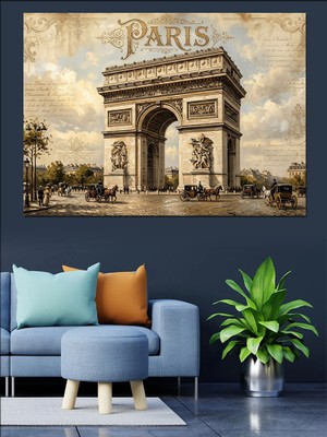 Artmeg Paris Zafer Takı Tarihi Görünüm Dekoratif Kanvas - Mdf Ahşap Tablo