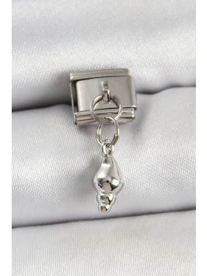 Mey Ithalat® 316L Çelik Sallantılı Deniz Kabuğu Model Gümüş Renk Nomination Charm