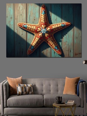 Tablomega Duran Büyük Deniz Yıldızı Dekoratif Kanvas - Mdf Ahşap Tablo