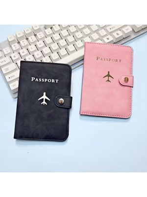 Beypa Pasaport Kılıfı Uçak Desenli-Tokalı Çift 2 Li
