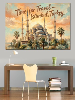 Artmeg Istanbul Zamanı Seyahat ve Tarih Dekoratif Kanvas - Mdf Ahşap Tablo