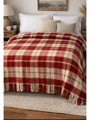 Özyün 🧶 %100 Yün Ekose Battaniye Doğal Kalın Nefes Alır Terletmez