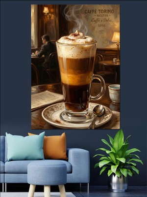 Tablomega Buharı Tüten Kahve Fincanı Sanatı Dekoratif Kanvas - Mdf Ahşap Tablo