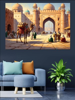 Artmeg Develi Kervan ve Antik Şehir Dekoratif Kanvas - Mdf Ahşap Tablo