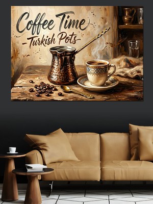 Artmeg Türk Kahvesi ve Cezve Sunumu Dekoratif Kanvas - Mdf Ahşap Tablo