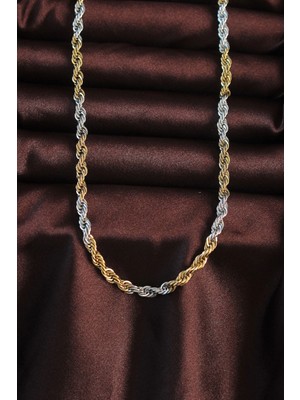 Mey Ithalat® 316L Çelik Çift Renk Burgu Tasarımlı Kolye