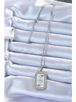 Mey Ithalat® 316L Çelik Zincir Gümüş Renk Mineli Zirkon Taşlı Göz Figür Tarot Kolye