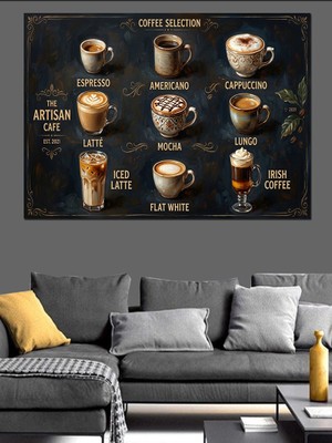Artmeg Farklı Kahve Sunumları ve Çeşitleri Dekoratif Kanvas - Mdf Ahşap Tablo