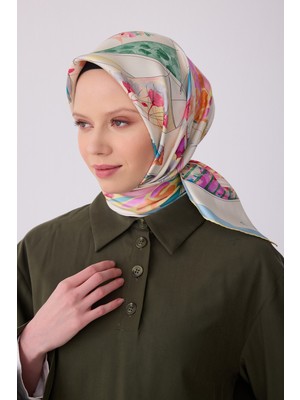 Belli Obje Desen Ipek Twill Eşarp - 2026 Ilkbahar-Yaz (T)   4316-81