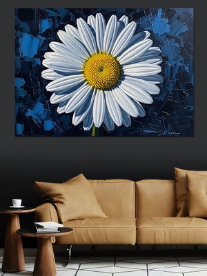 Artmeg Yakın Plan Tek Büyük Papatya Dekoratif Kanvas - Mdf Ahşap Tablo