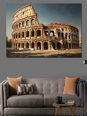 Tablomega Antik Roma Kolezyum Tarihi Görünüm Dekoratif Kanvas - Mdf Ahşap Tablo