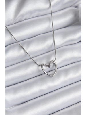 Mey Ithalat® 316L Çelik Gümüş Renk Kalp Model Kadın Kolye