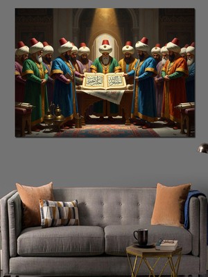 Tablomega Osmanlı Sofrasında Toplanan Devlet Adamları Dekoratif Kanvas - Mdf Ahşap Tablo